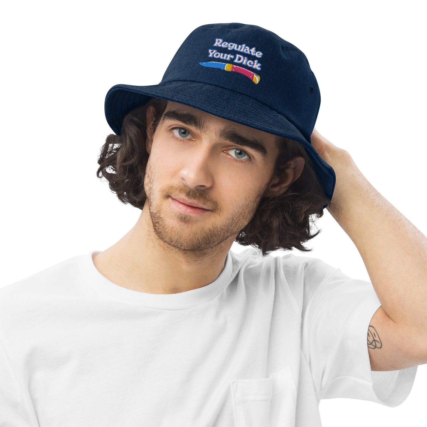 Regulate Your Dick Denim bucket hat