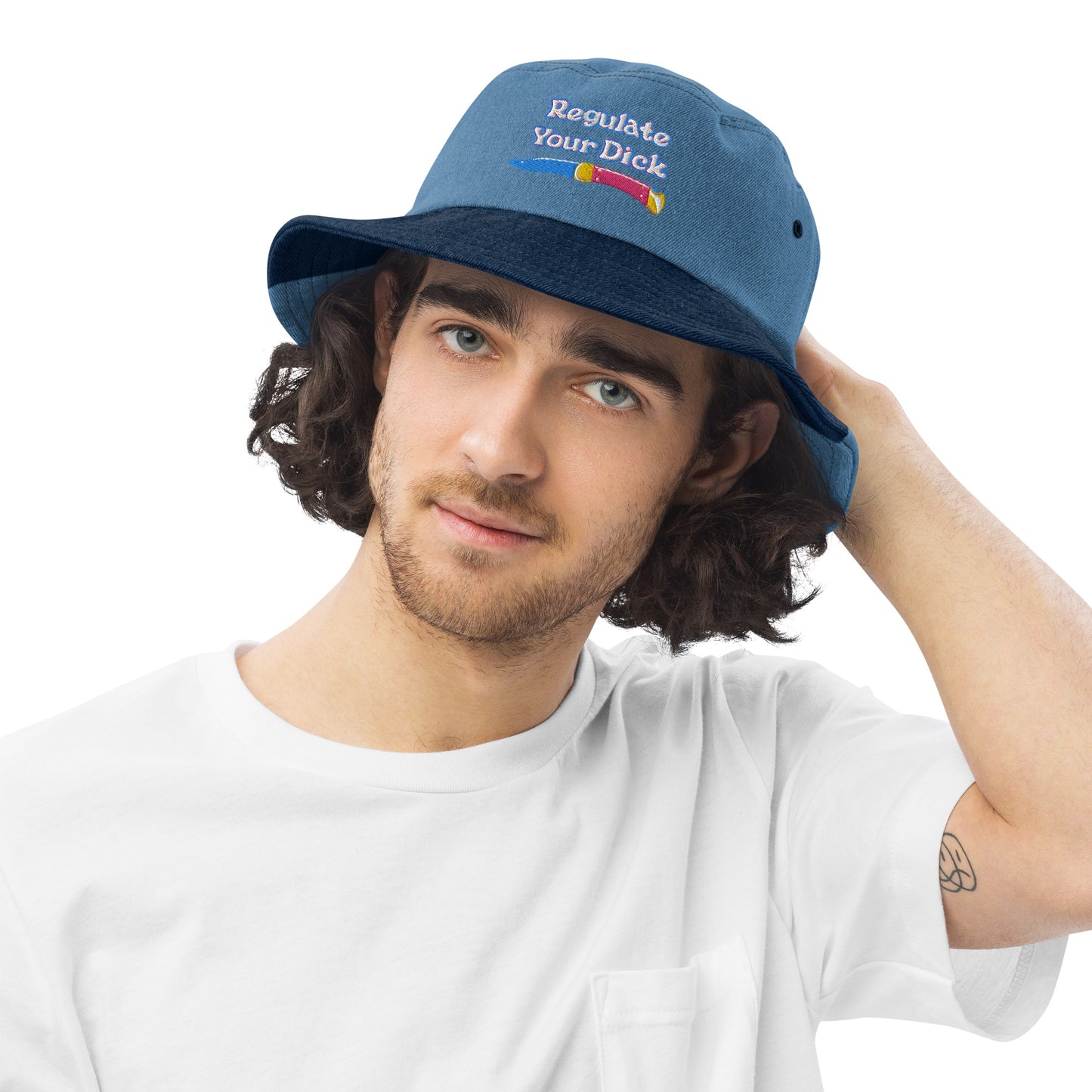 Regulate Your Dick Denim bucket hat